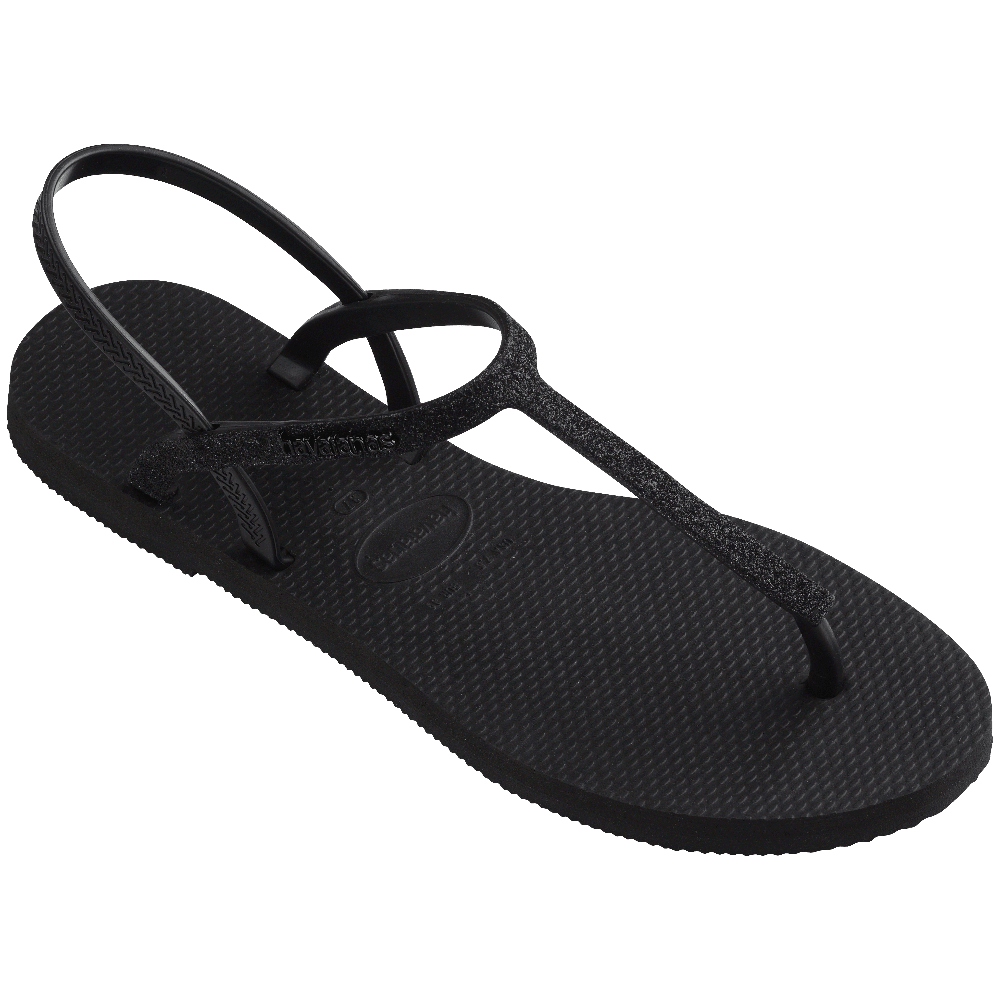 havaianas 哈瓦仕 巴西人字拖 官方唯一授權 女款 T帶亮粉涼鞋 黑 4148951-0090-細節圖3