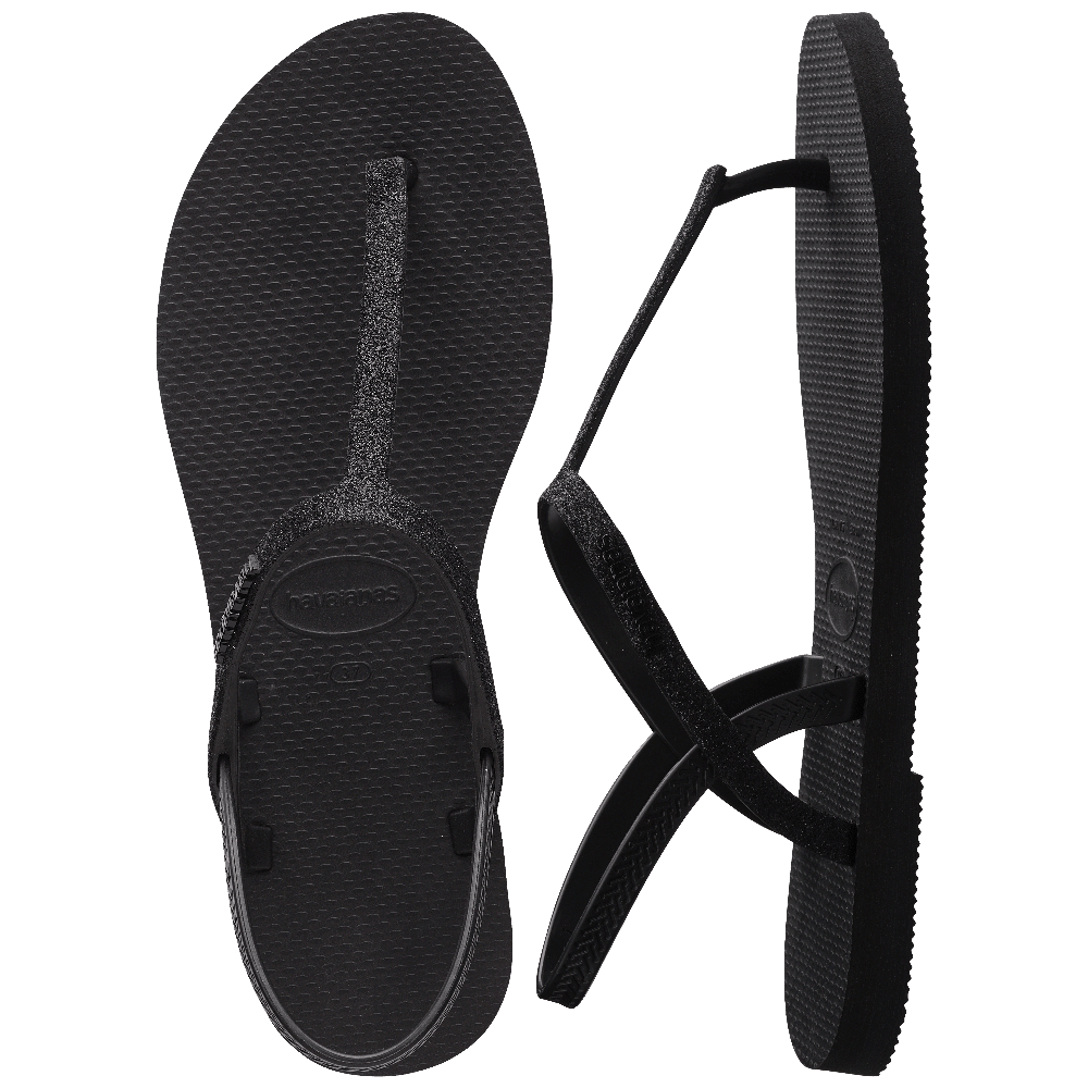 havaianas 哈瓦仕 巴西人字拖 官方唯一授權 女款 T帶亮粉涼鞋 黑 4148951-0090-細節圖6