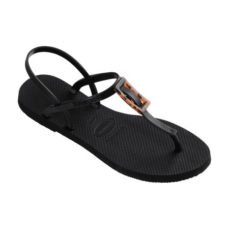 havaianas 哈瓦仕 巴西人字拖 官方唯一授權 女款 T帶扣涼鞋 黑 4148917-0090-細節圖3
