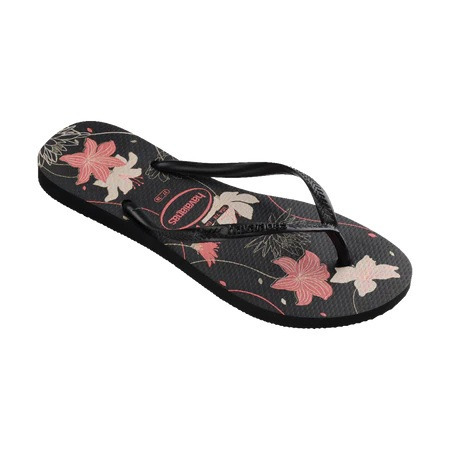 havaianas 哈瓦仕 巴西人字拖 官方唯一授權 女款 Flower黑 4132823-7759-細節圖2
