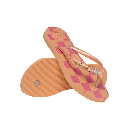 havaianas 哈瓦仕 巴西人字拖 官方唯一授權 童款 亮粉方格4146976-0027-細節圖4