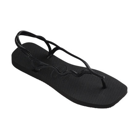 havaianas 哈瓦仕 巴西人字拖 官方唯一授權 女款 方形涼鞋黑 4148977-0090-細節圖2