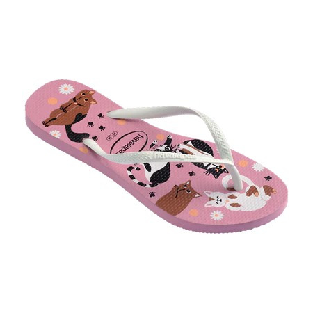 havaianas 哈瓦仕 巴西人字拖 官方唯一授權 女款 Pets粉底 貓咪4132567-1105-細節圖2