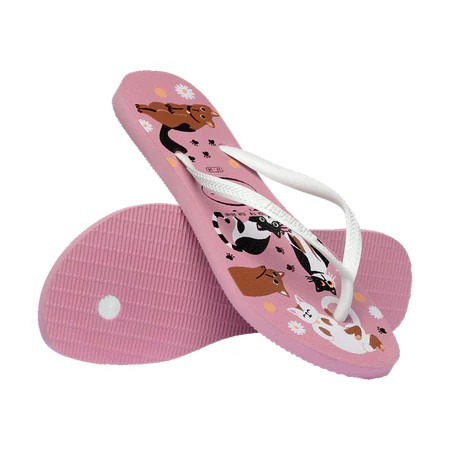 havaianas 哈瓦仕 巴西人字拖 官方唯一授權 女款 Pets粉底 貓咪4132567-1105-細節圖4