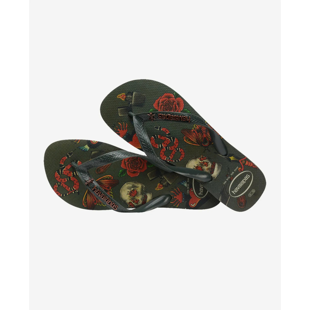 havaianas 哈瓦仕 巴西人字拖 官方唯一授權 男款 火骷髏綠 4144505-4896-細節圖4
