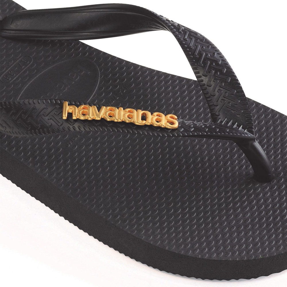 havaianas 哈瓦仕 巴西人字拖 官方唯一授權 男款  Logo Metallic黑4127244-1069-細節圖5