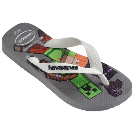 havaianas 哈瓦仕 巴西人字拖 官方唯一授權 童款 Minecraft 灰4145125-1077-細節圖2