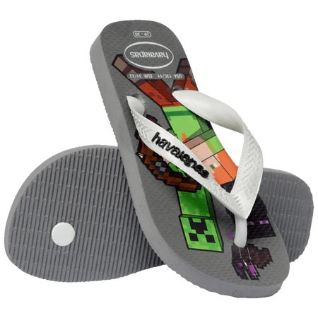 havaianas 哈瓦仕 巴西人字拖 官方唯一授權 童款 Minecraft 灰4145125-1077-細節圖4