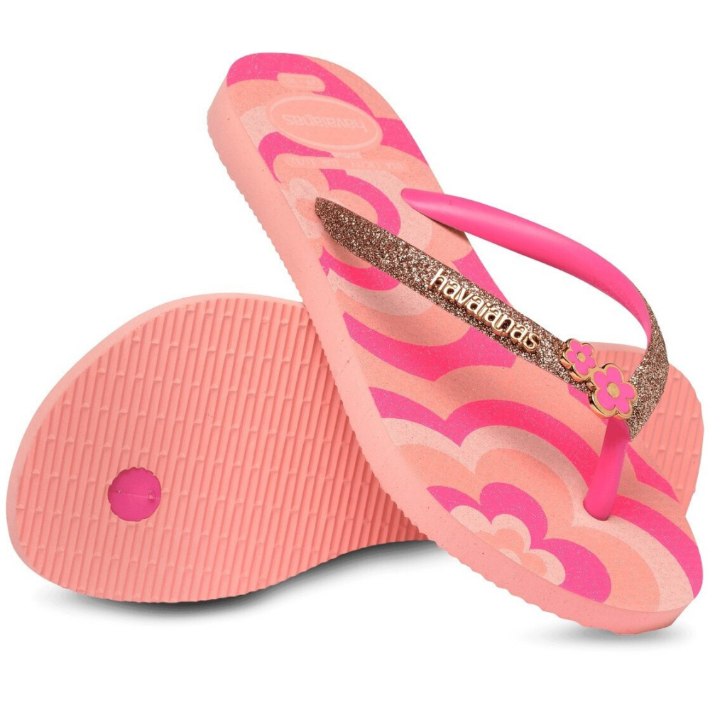 havaianas 哈瓦仕 巴西人字拖 官方唯一授權 童款 Glitter II小花4146976-3128-細節圖3