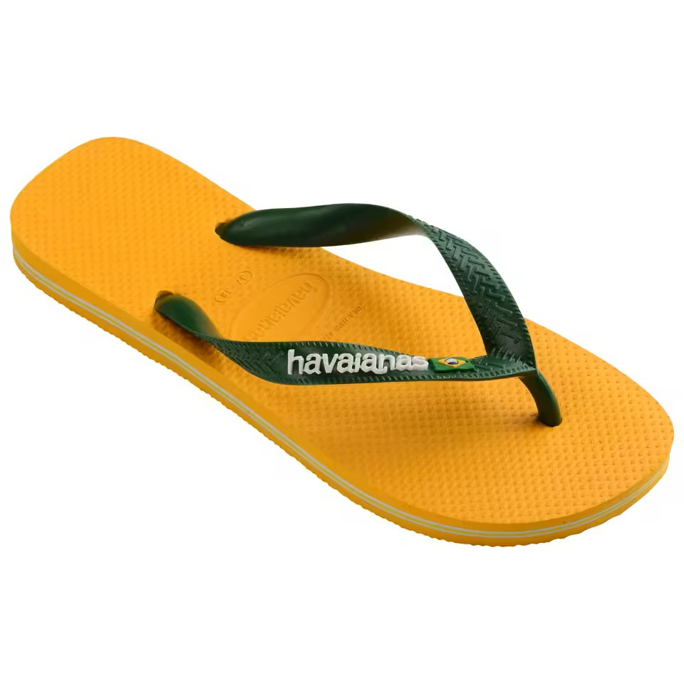 havaianas 哈瓦仕 巴西人字拖 官方唯一授權 男款 跳色Brasil Logo黃底4110850-1740-細節圖2