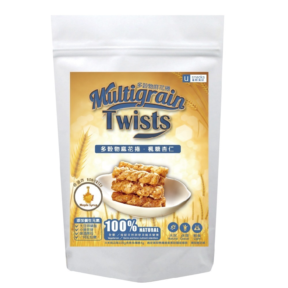 ｜菓韻穀香｜ (楓糖杏仁) 多穀物麻花捲(60g/袋) #多穀物 #拜拜澎派 #保庇 #非油炸#營養師好嘴道#團購-細節圖2
