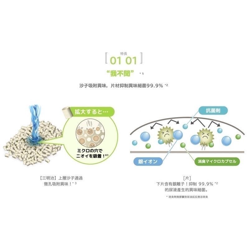 【3隻貓】日本嬌聯Unicharm沸石砂4L🟡無香消臭 貓砂 綠茶紙砂（雙層貓砂盆）條砂 沸石貓砂 矽膠砂-細節圖3