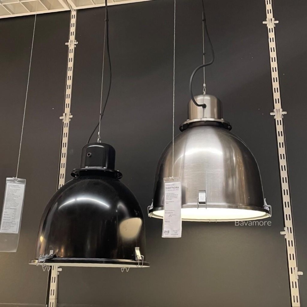 IKEA全新絕版品 SVARTNORA 吊燈 不鏽鋼效果 38 公分 金屬吊燈 工業風燈具-細節圖2
