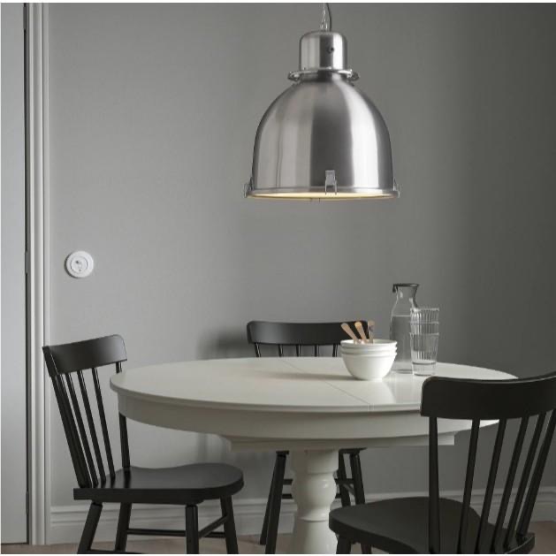 IKEA全新絕版品 SVARTNORA 吊燈 不鏽鋼效果 38 公分 金屬吊燈 工業風燈具-細節圖7