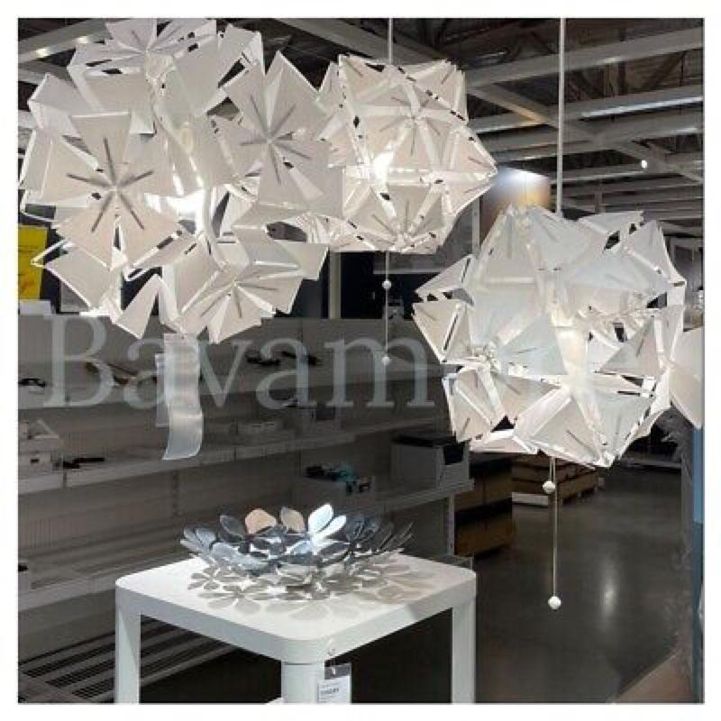 [ IKEA絕版品］正品  RAMSELE 吊燈 工作燈 裝飾燈 白色 餐廳燈 球形吊燈 幾何圖型吊燈 氣氛燈 展示燈-細節圖4