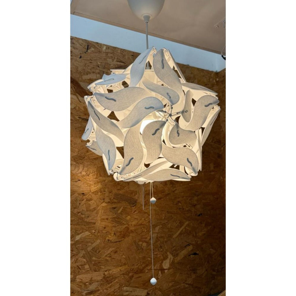 [ IKEA絕版品］正品  RAMSELE 吊燈 工作燈 裝飾燈 白色 餐廳燈 球形吊燈 幾何圖型吊燈 氣氛燈 展示燈-細節圖6