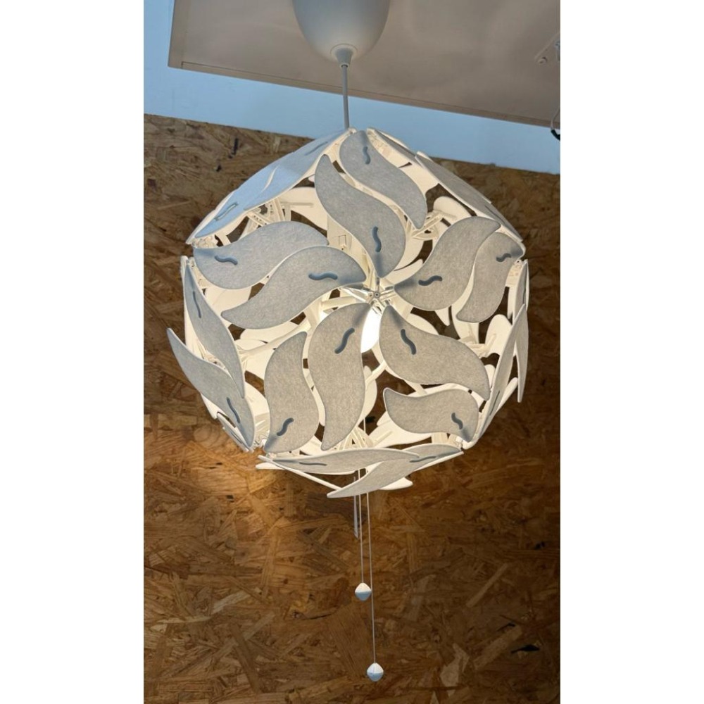 [ IKEA絕版品］正品  RAMSELE 吊燈 工作燈 裝飾燈 白色 餐廳燈 球形吊燈 幾何圖型吊燈 氣氛燈 展示燈-細節圖8