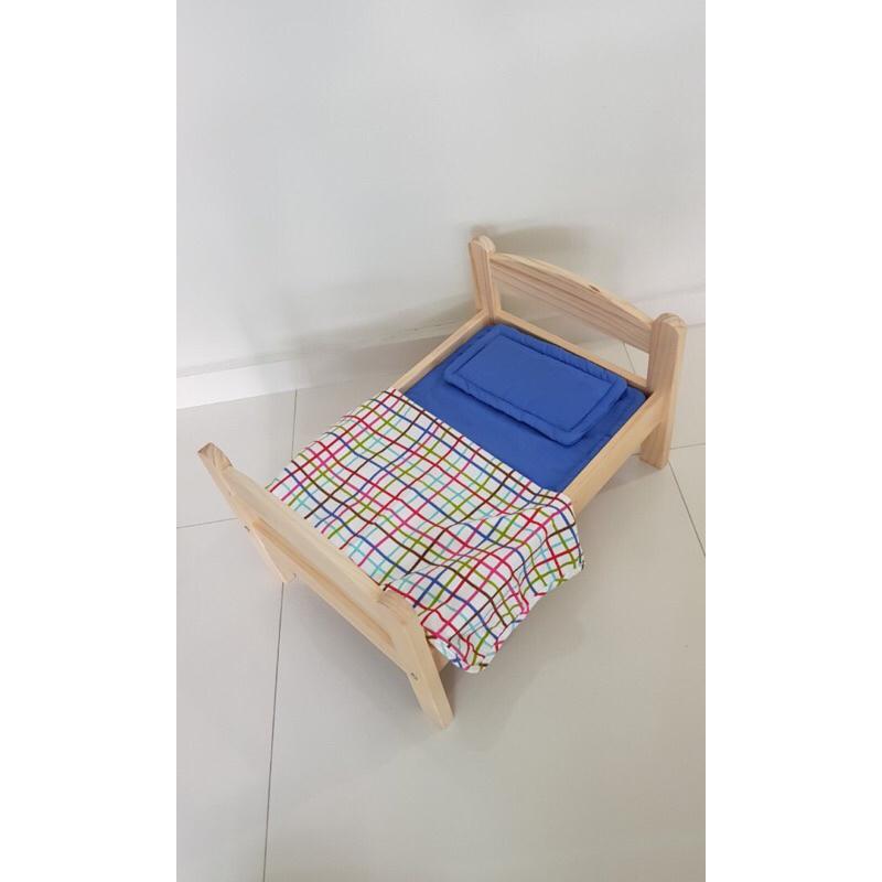 IKEA 代購 正品 DUKTIG 洋娃娃床附寢具組 松木 兒童 扮家家酒 寵物床用 中小型犬 貓咪床-細節圖8