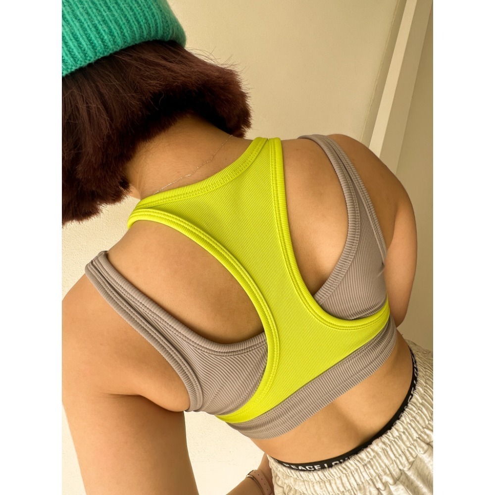 『桑芙兒』歐美 假兩件 休閒 撞色 BAR 背心 運動 內衣 瑜珈  (4色) S/M/L-細節圖9