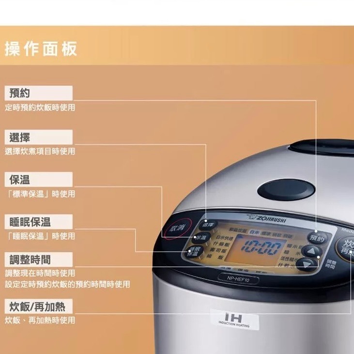 【ZOJIRUSHI象印】公司貨 日本製造 豪熱沸騰IH電子鍋6人份 NP-HEF10-細節圖3