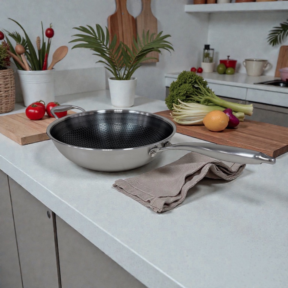 【CLARE可蕾爾】台灣製造 典鑽316不銹鋼不沾炒鍋28cm (適用IH及各式爐具)-細節圖4