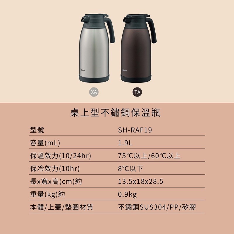 【象印】 公司貨 桌上型不銹鋼保溫壺1.5L/1.9L SH-RA15 SH-RA19-細節圖6