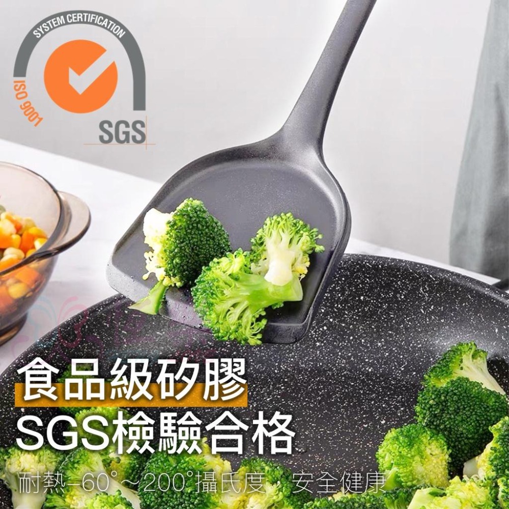 食品級矽膠廚具 SGS認證【恆樂居家】不沾鍋 煎鏟 湯勺 油刷 刮刀 玉子燒 大阪燒 矽膠廚具 灰色 簡約 一體成型-細節圖3