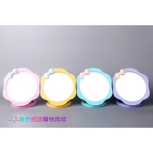 蝴蝶結波浪圓型可折疊化妝鏡【恆樂居家】 折疊鏡 化妝鏡 隨身鏡 桌鏡 立鏡 鏡子-細節圖3