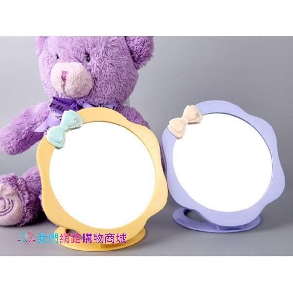 蝴蝶結波浪圓型可折疊化妝鏡【恆樂居家】 折疊鏡 化妝鏡 隨身鏡 桌鏡 立鏡 鏡子-細節圖4