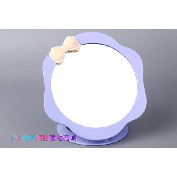 蝴蝶結波浪圓型可折疊化妝鏡【恆樂居家】 折疊鏡 化妝鏡 隨身鏡 桌鏡 立鏡 鏡子-細節圖6
