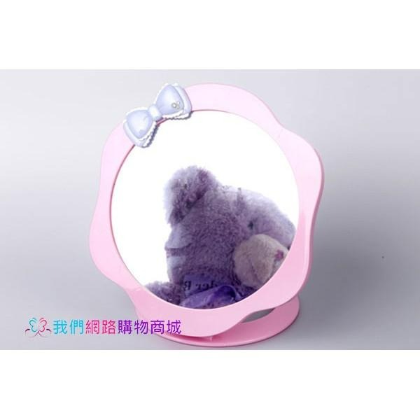 蝴蝶結波浪圓型可折疊化妝鏡【恆樂居家】 折疊鏡 化妝鏡 隨身鏡 桌鏡 立鏡 鏡子-細節圖7