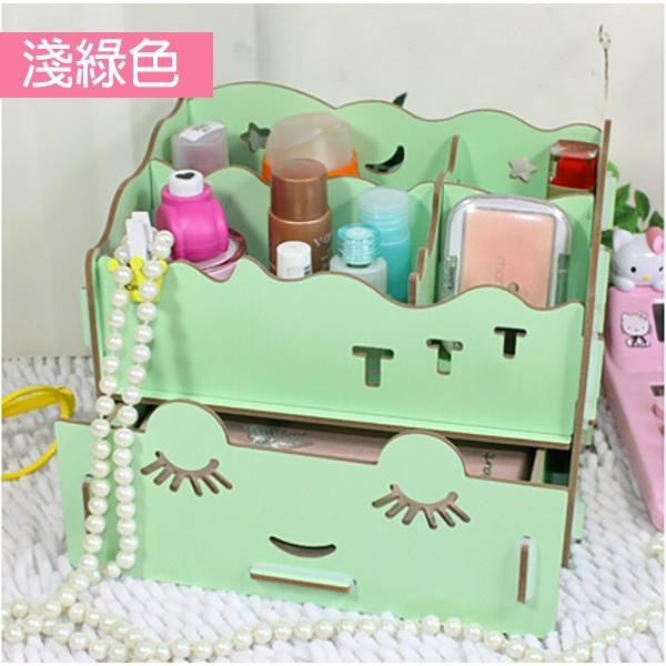 DIY可愛木質化妝桌整理收納盒【恆樂居家】 首飾收納盒 桌面/抽屜/首飾/木質-小款(1入)-細節圖4