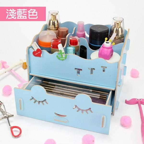 DIY可愛木質化妝桌整理收納盒【恆樂居家】 首飾收納盒 桌面/抽屜/首飾/木質-小款(1入)-細節圖7