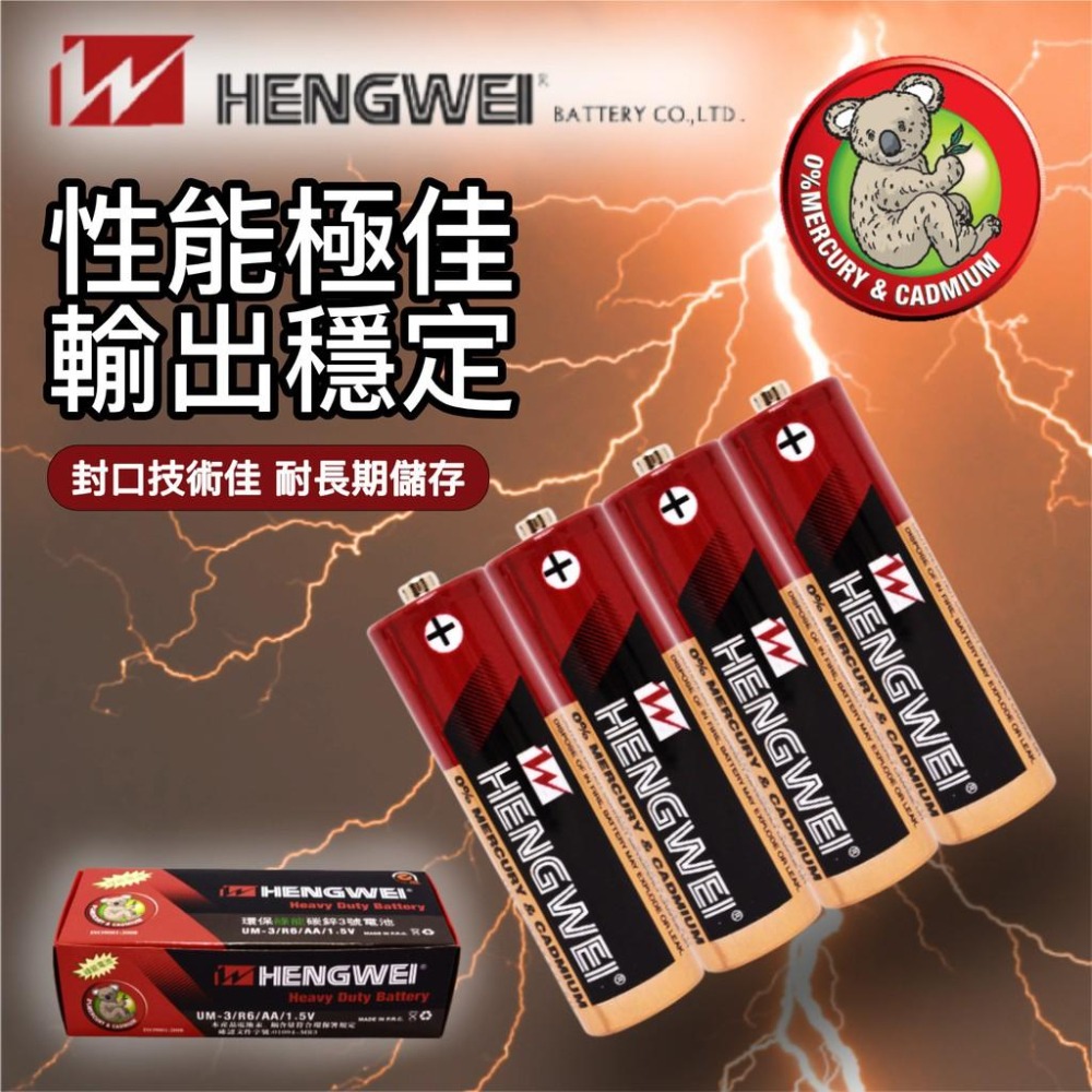 SGS 檢驗合格  無尾熊3號碳鋅電池-60入-1盒【恆樂居家】 電池 3號電池 碳鋅電池 玩具電池 AA電池 恆威電池-細節圖4