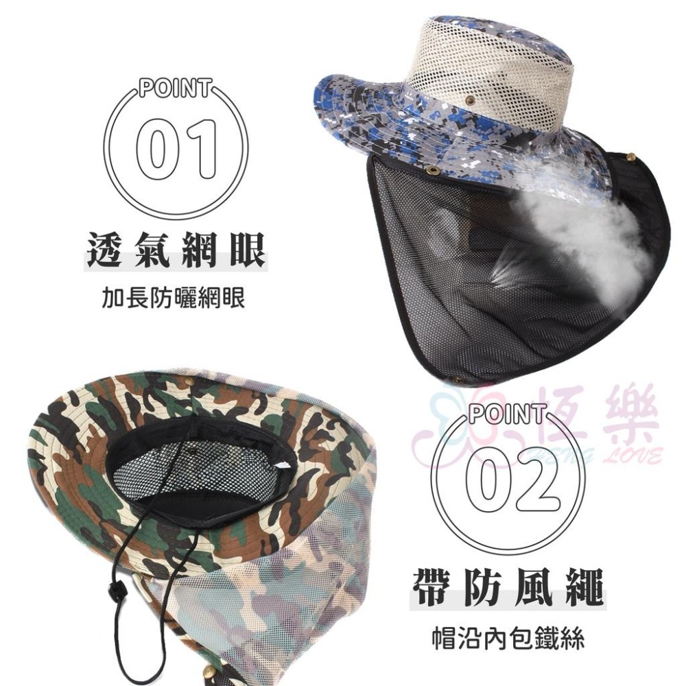 迷彩護頸遮陽帽 透氣網眼 防曬帽 遮陽帽 迷彩帽【恆樂居家】 帽子 遮陽帽 登山帽 旅遊 釣魚帽-細節圖2