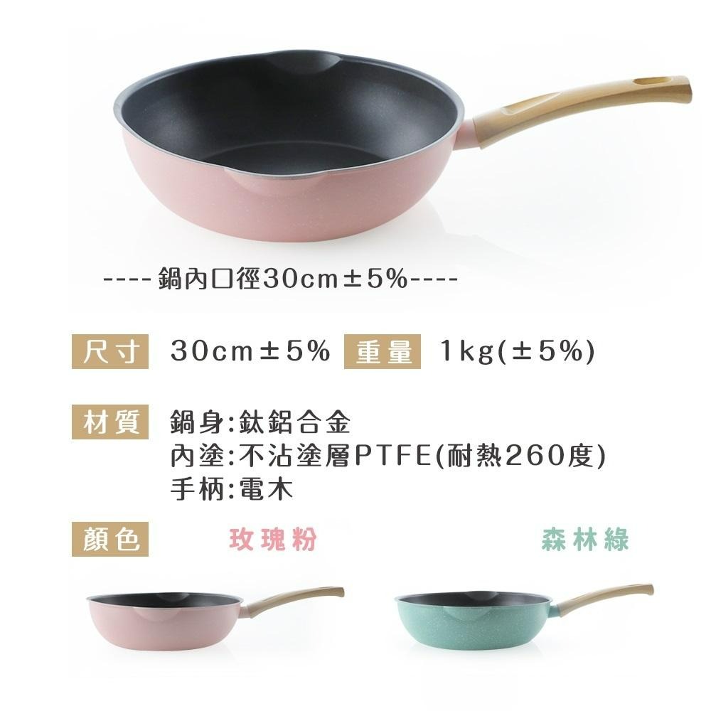 雙導口感溫變色IH深炒鍋【恆樂居家】不挑爐具 不沾鍋 不沾鍋炒鍋 湯鍋 不沾平底鍋 不沾炒鍋 炒鍋 深炒鍋 鍋子-細節圖6