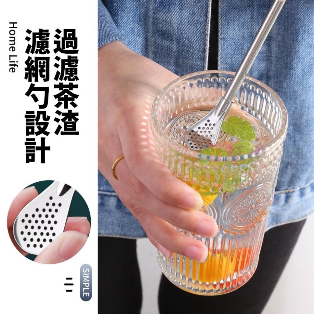 304不鏽鋼吸管勺+吸管刷【恆樂居家】吸管勺 茶勺 湯匙 攪拌勺 扁形吸管勺 茶匙 吸管 不銹鋼吸管 飲料吸管攪拌棒-細節圖2