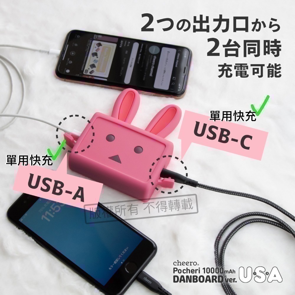 cheero 粉紅兔阿愣 Danboard 10000mAh 加贈阿愣原廠收納袋 有標明Wh可以帶上飛機喔-細節圖5