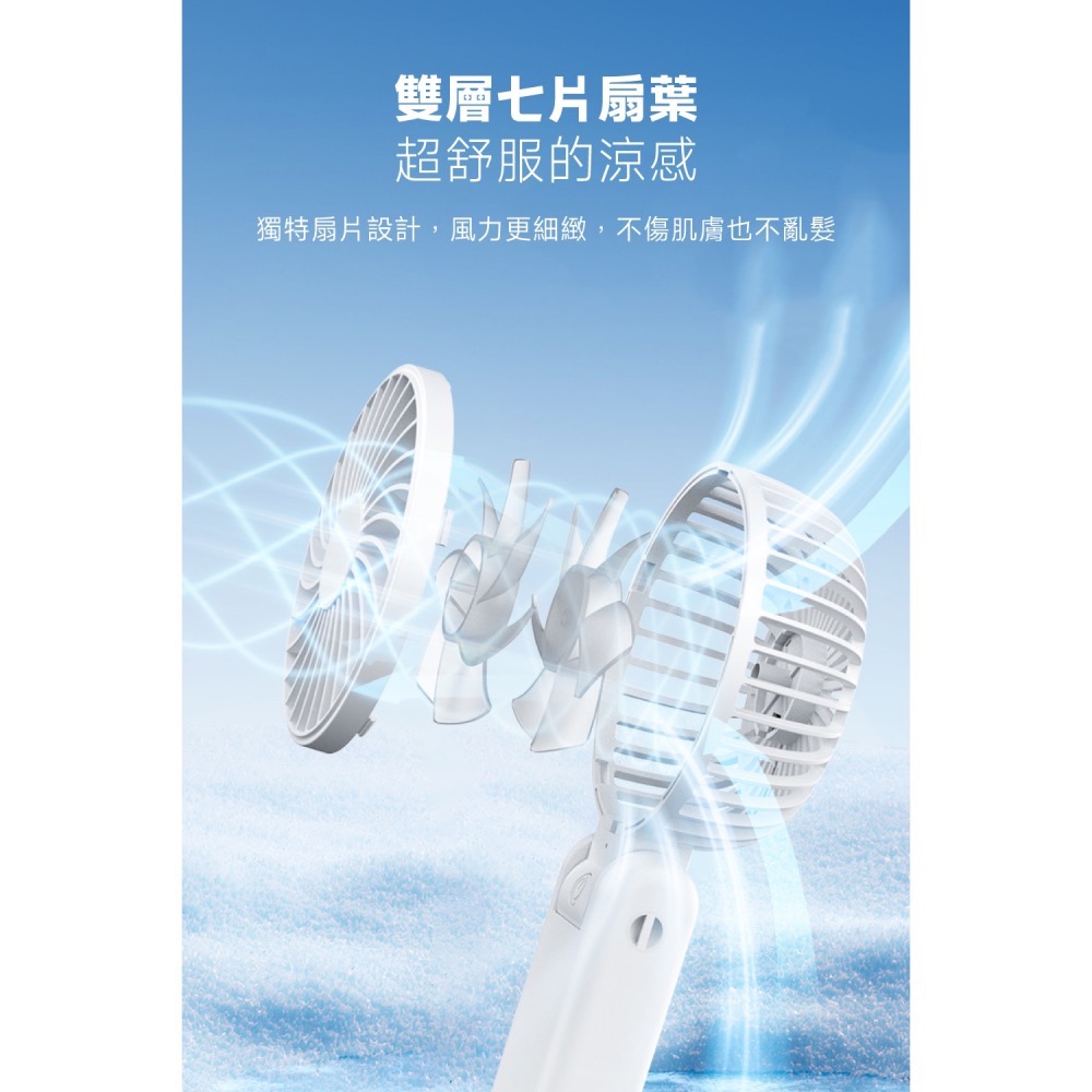 送收納袋 Polybatt 勁涼雙層扇葉 手持風扇 USB充電隨身風扇 Type-C充電 可折疊 風力調節-細節圖4