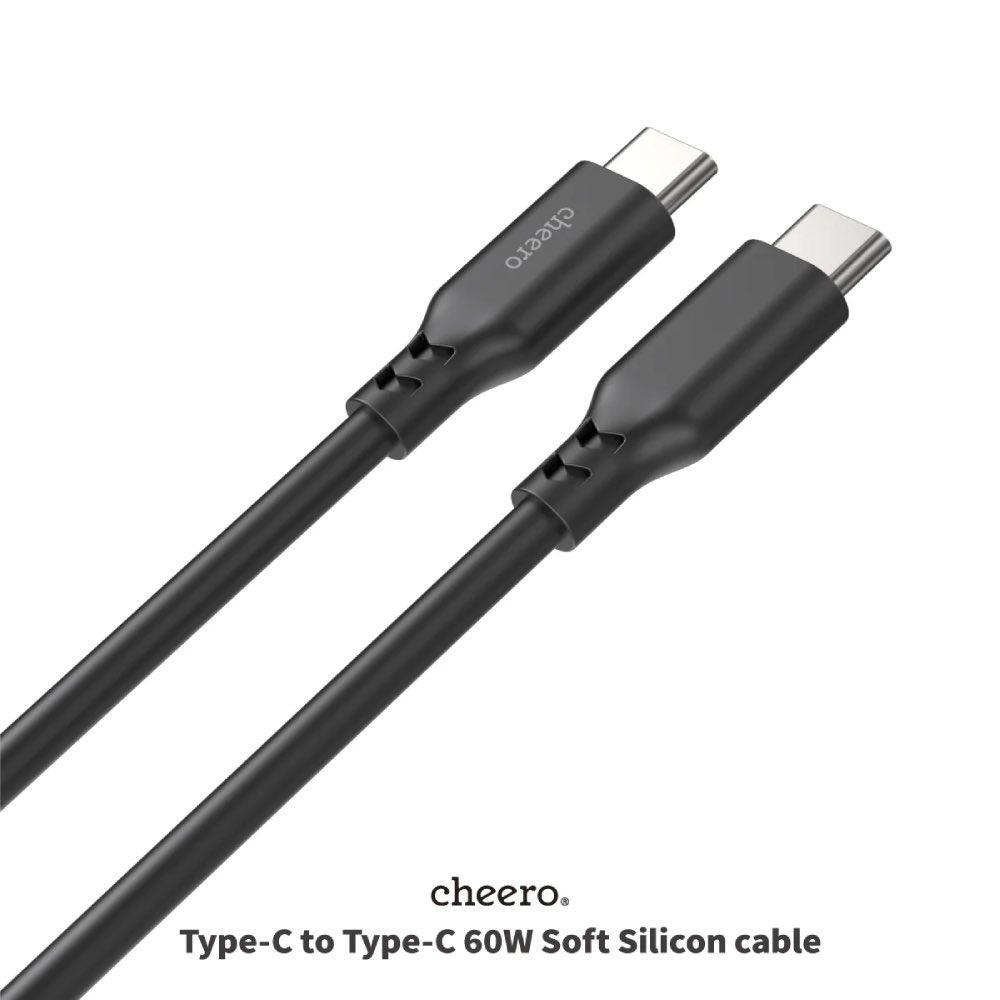 日本熱銷 cheero USB-C to USB-C 60W 超軟矽膠線 快充 不打結 高耐用性 CHE-278-細節圖2