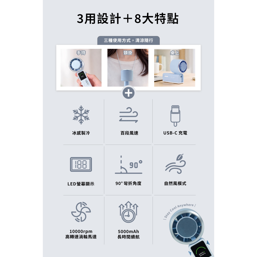 LaPO｜mini 頸掛式製冷風扇｜LF-06-細節圖2