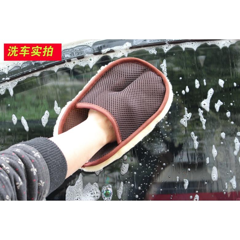 【小魚生活館台灣現貨】單面仿羊毛洗車手套 不傷手 不傷烤漆 汽車 機車 打蠟拋光 美容保養工具-細節圖5