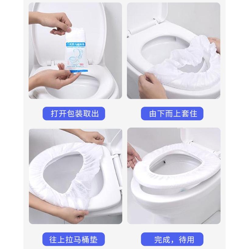 【小魚生活館台灣現貨】一次性馬桶坐墊套 旅行家用 醫院便座 乾淨衛生 不織布 防水 便攜-細節圖9
