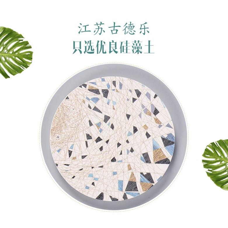 【小魚生活館台灣現貨】超吸水圓形硅藻土杯墊 五色可選 矽藻土 吸水 浴室廁所 洗漱台-細節圖4