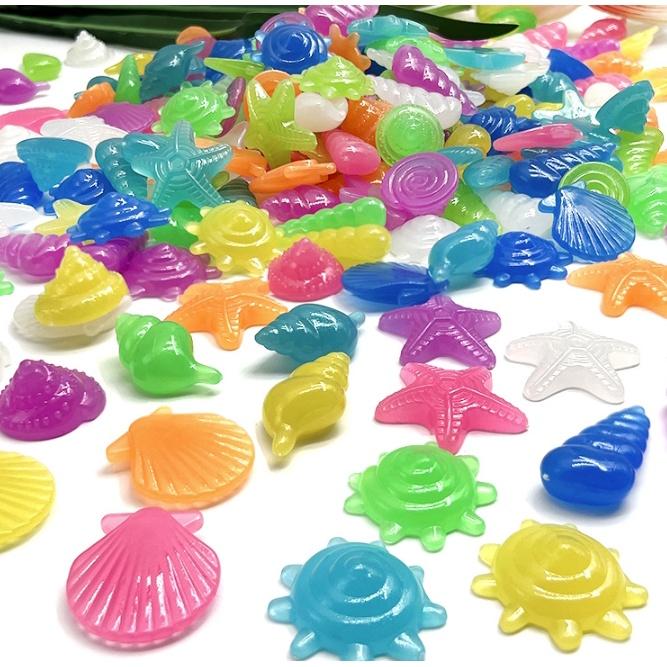 【小魚生活館台灣現貨】水族造景 夜光小海螺 擺飾 擺設 水族箱 魚缸 螢光 隨機出貨 一顆一塊-細節圖4