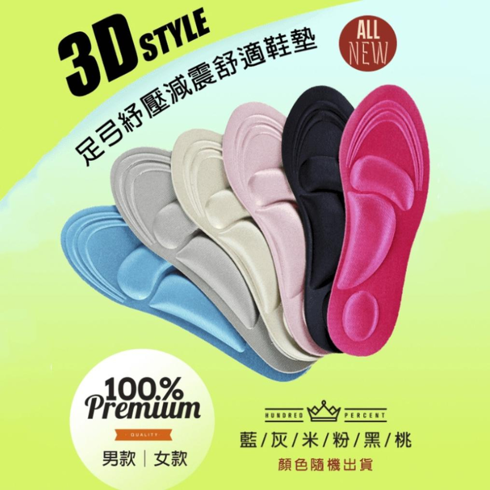 【小魚生活館台灣現貨】3D足弓減壓鞋墊 男女可選 4D 舒適 久站 自由裁剪-細節圖3