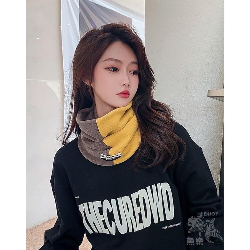 【小魚生活館台灣現貨】時尚奧利絨拚色圍脖-細節圖2