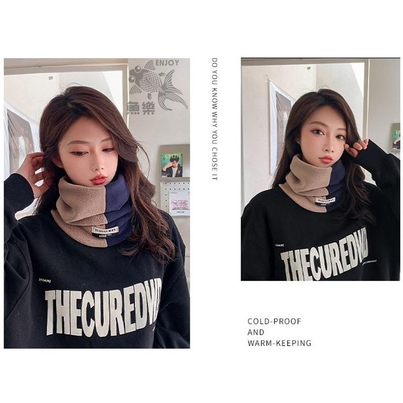 【小魚生活館台灣現貨】時尚奧利絨拚色圍脖-細節圖4