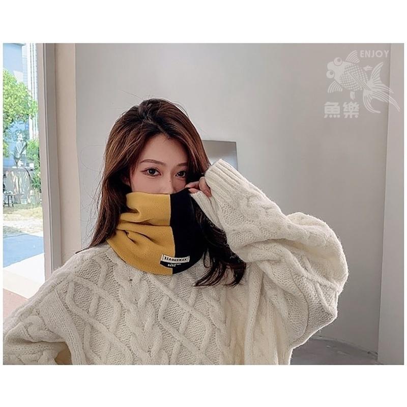 【小魚生活館台灣現貨】時尚奧利絨拚色圍脖-細節圖5