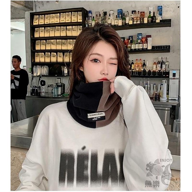 【小魚生活館台灣現貨】時尚奧利絨拚色圍脖-細節圖6